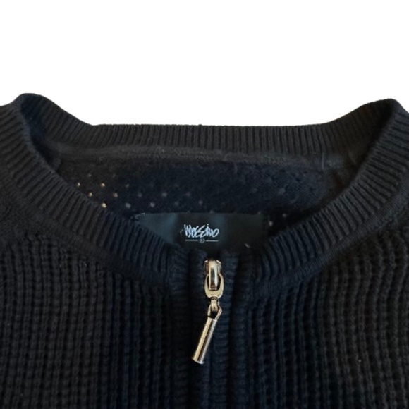 Mossimo Women's XS Black Knit Cropped Zip Up Long Sleeves Sweater Cardigan Top - Picture 8 of 16